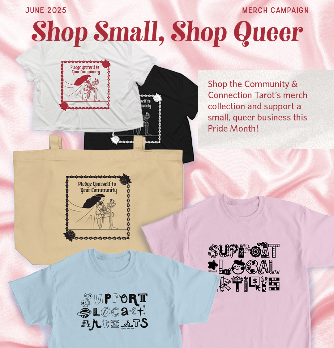 A social media graphic displaying different merchanise for sale.